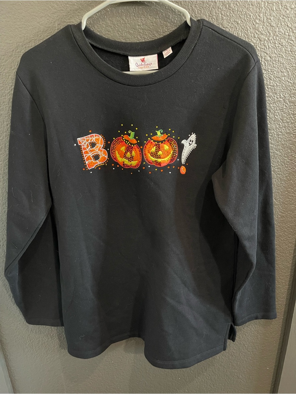 Quacker Factory Black "Boo" Halloween Long-Sleeve Shirt